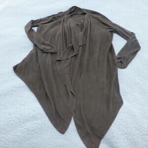 Lafayette 148 Sweater Womens Large Brown Linen Knit Asymmetrical Cardigan